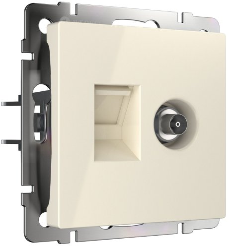 Розетка RJ45+TV Оконечная без рамки Werkel 1-м. слоновая кость глянцевый картинка